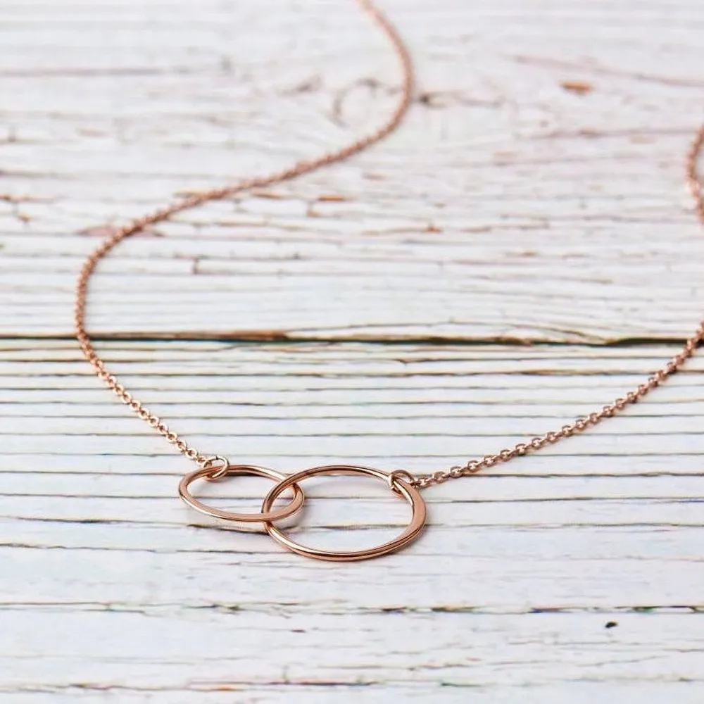 Matching Infinity Card Necklace, Matching Mother's Day Gift for Her, Mom and Daughter Jewelry, Mom and Daughter Infinity Ring Necklaces [Gold Infinity Ring, No-Personalized Card]