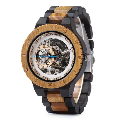 Men Unique Wooden Mechanical Wrist Watches