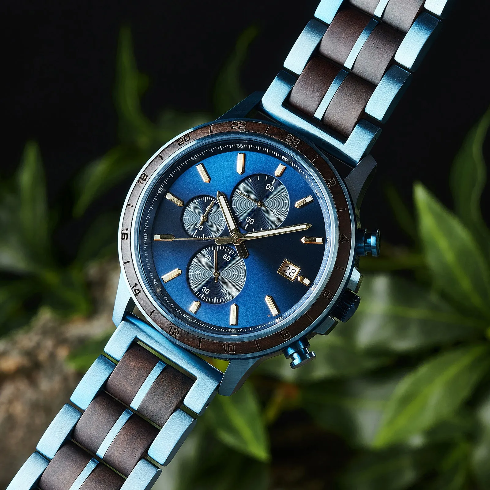 Milan - Blue Steel & Ebony Chronograph