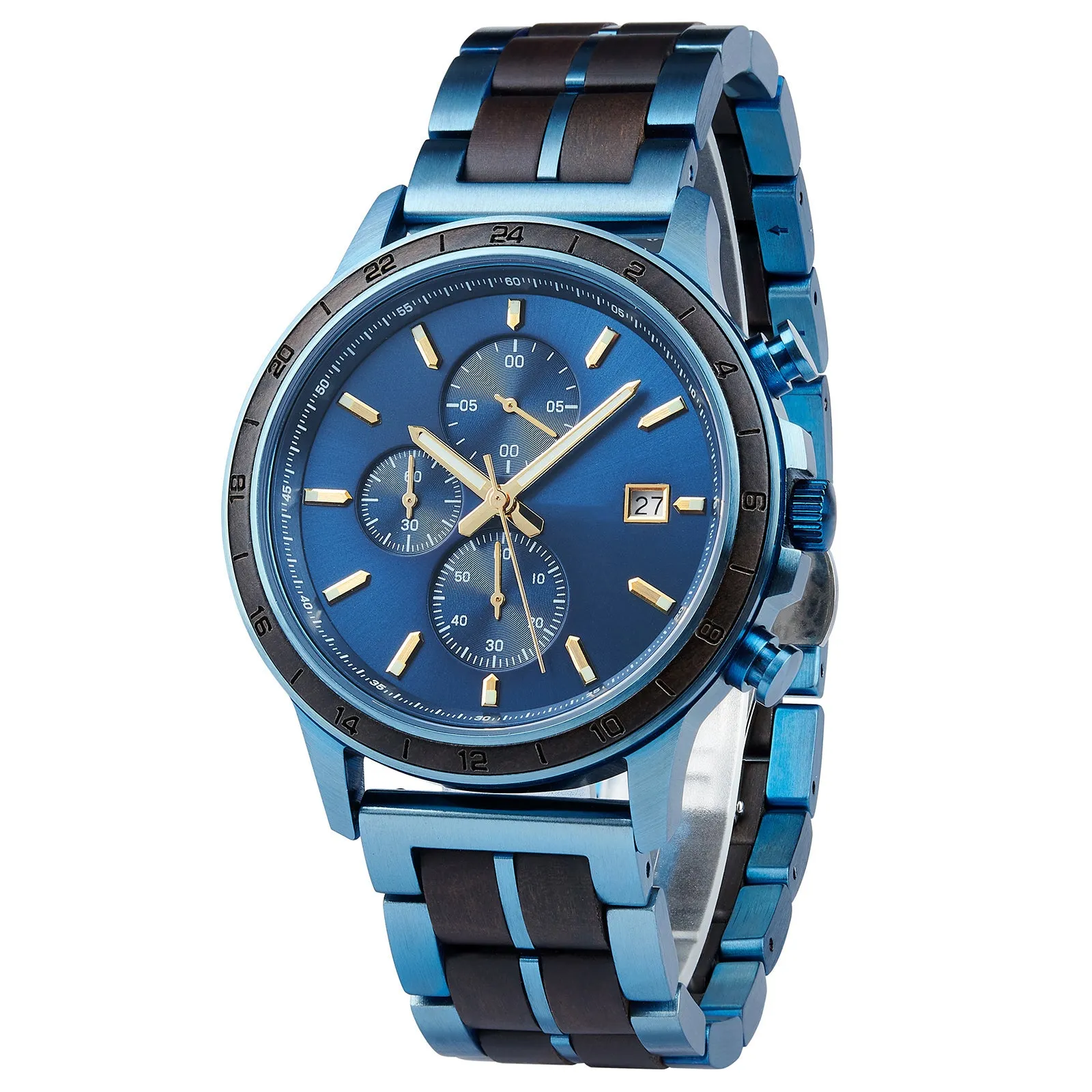 Milan - Blue Steel & Ebony Chronograph