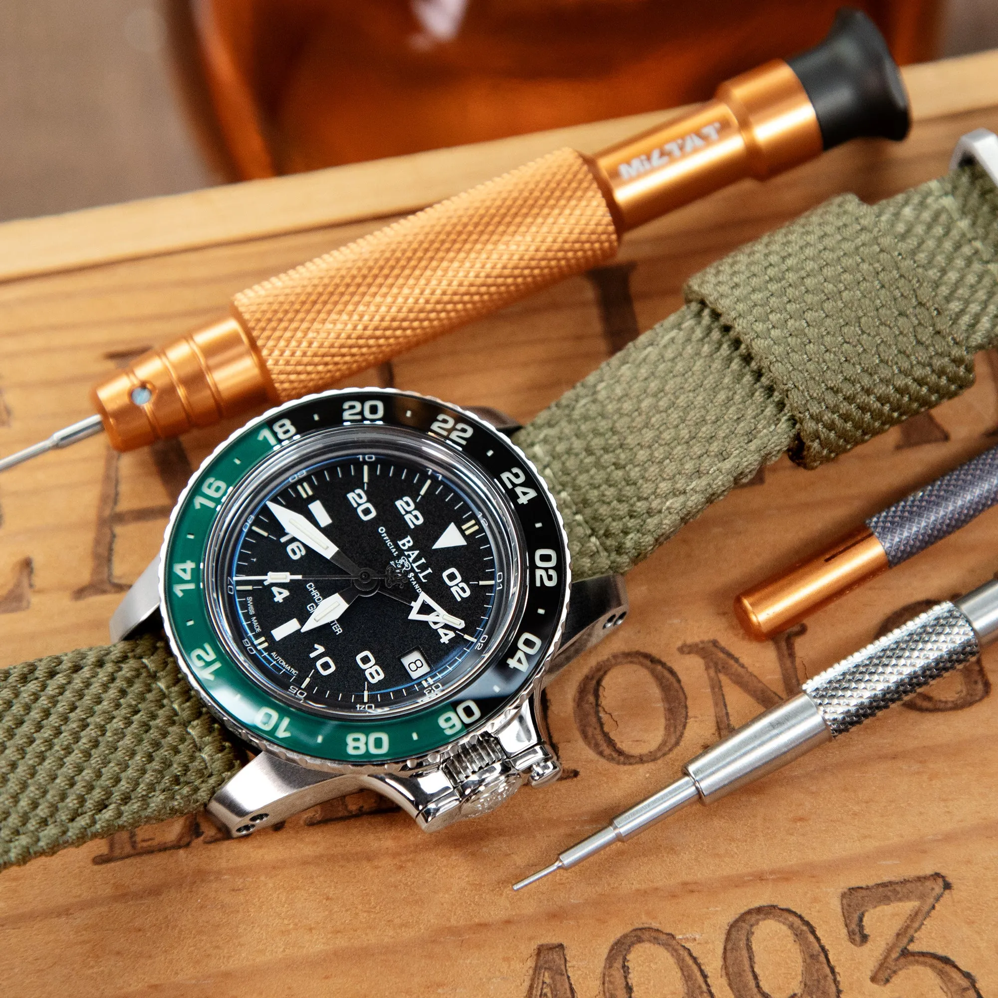 Military Green Premium Nylon Honeycomb Weave Quick release Watch Strap