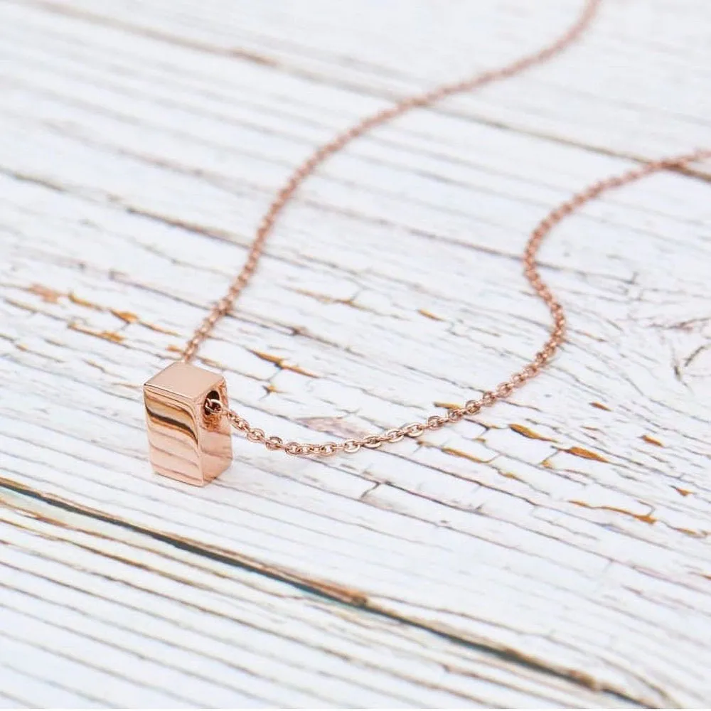 Mom Gifts, Cube Necklace for Mother & Daughter, Necklaces for Women, Best Birthday Gift Ideas, Pendant Mother's Jewelry For Her, Mothers Day [Rose Gold Cube, No-Personalized Card]