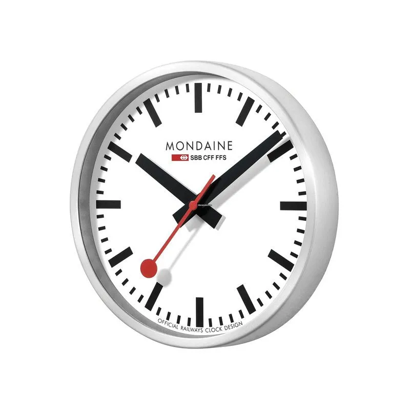 MONDAINE OFFICIAL SWISS RAILWAYS WALL CLOCK 25cm // Silver