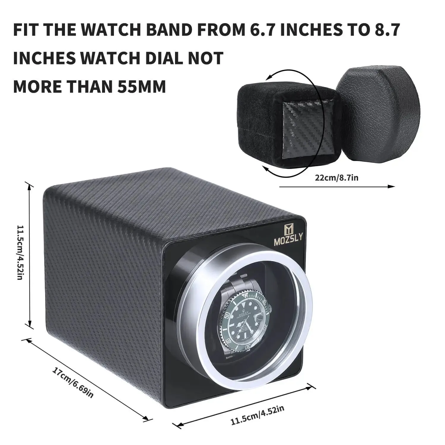 MOZSLY® Single Watch Winder - Carbon Fiber Leather