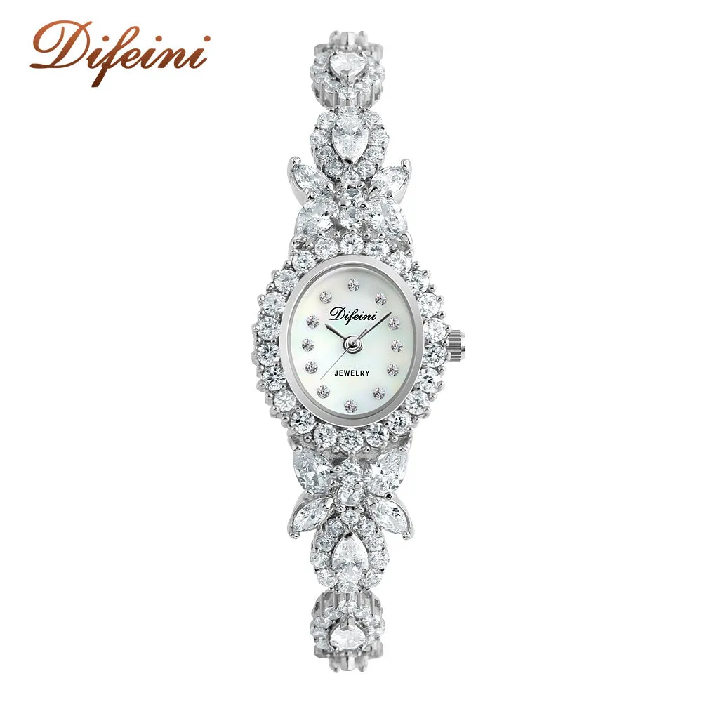 New Diamond Simple Iced Out Baguette Zircon quartz Watch Jewelry Female Watch Band Fancy Ladies Women's MOP Wrist Watches