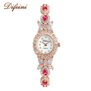 New Diamond Simple Iced Out Baguette Zircon quartz Watch Jewelry Female Watch Band Fancy Ladies Women's MOP Wrist Watches