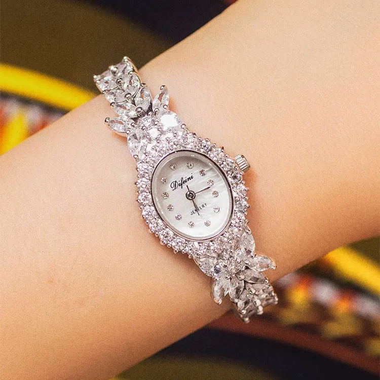 New Diamond Simple Iced Out Baguette Zircon quartz Watch Jewelry Female Watch Band Fancy Ladies Women's MOP Wrist Watches