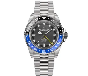 Oceaneva Men's GMT Automatic Deep Marine Explorer 1250M Pro Diver Black Dial Watch