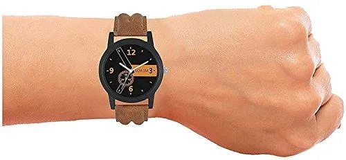 OpenDeal New Designer & Stylish Leather Belt Combo Analogue Watch For Men LR01-02 (Pack Of 2)