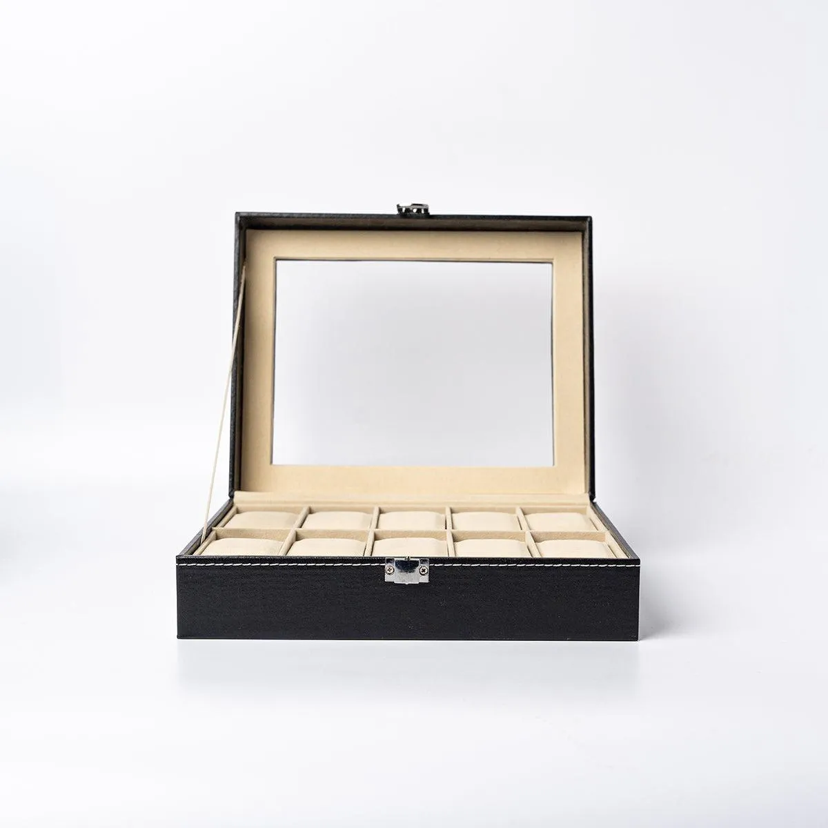 Personalized Black Leather Watch Box