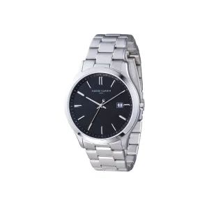 Épinettes Essential Stainless Steel Watch with Black Dial and Metal Links Strap