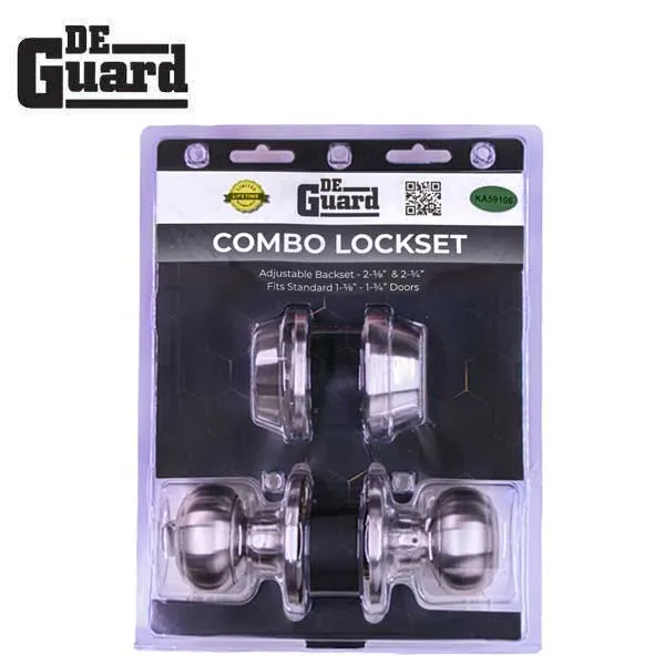 Premium Combo Lockset - Knob & Deadbolt -  Entrance - Stainless Steel - Retail Packaging - KW1 / SC1 - Grade 3