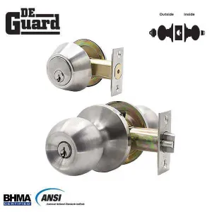 Premium Combo Lockset - Stainless Steel - Entrance - Grade 3 - SC1