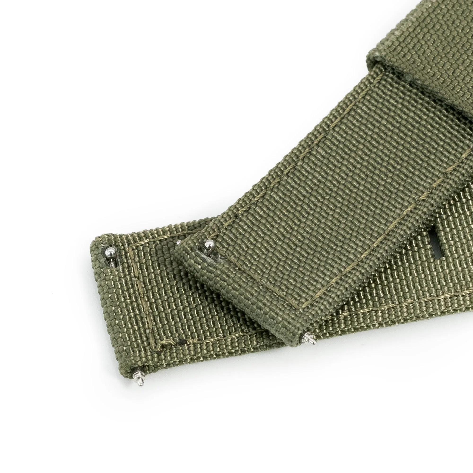 Q.R. 20mm 2-pcs Ribbed Nylon Watch Band, Military Green