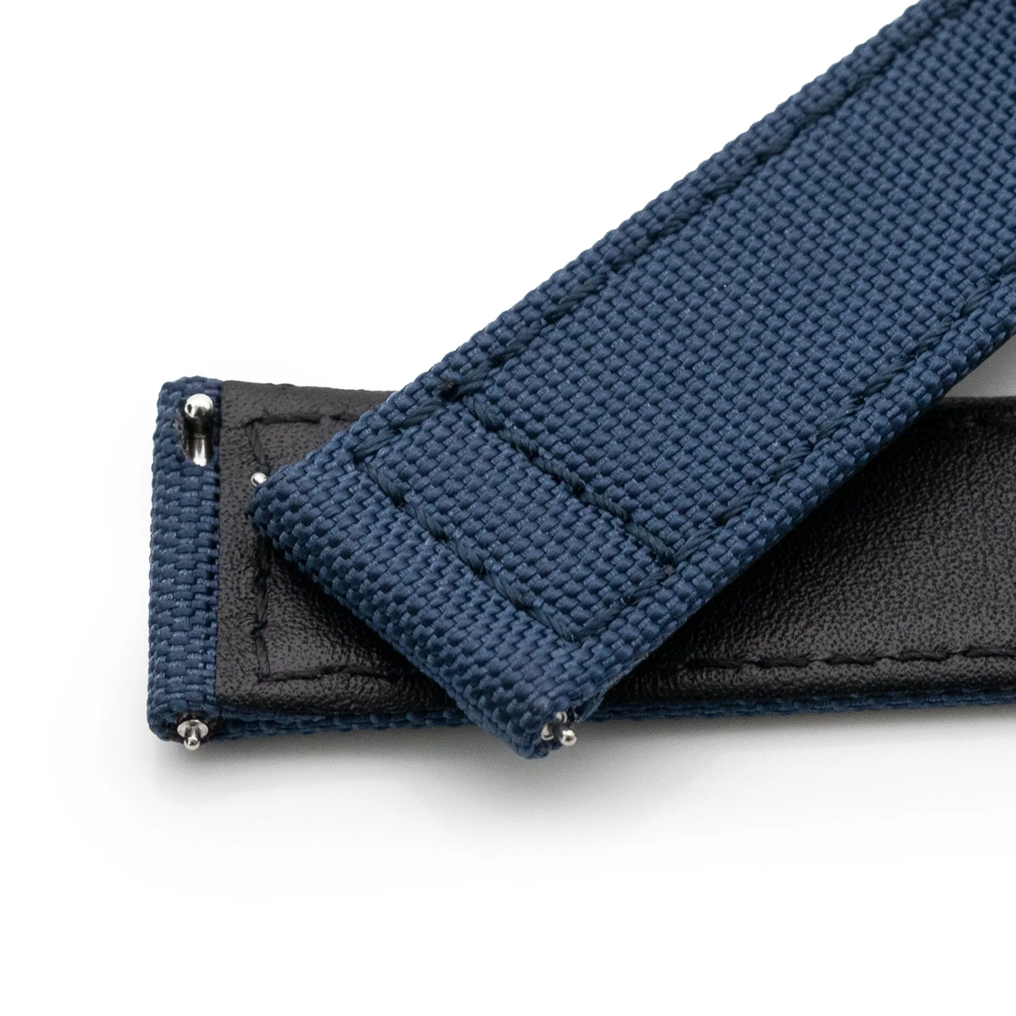 Q.R. 20mm Blue Sailcloth Watch Band with leather lining