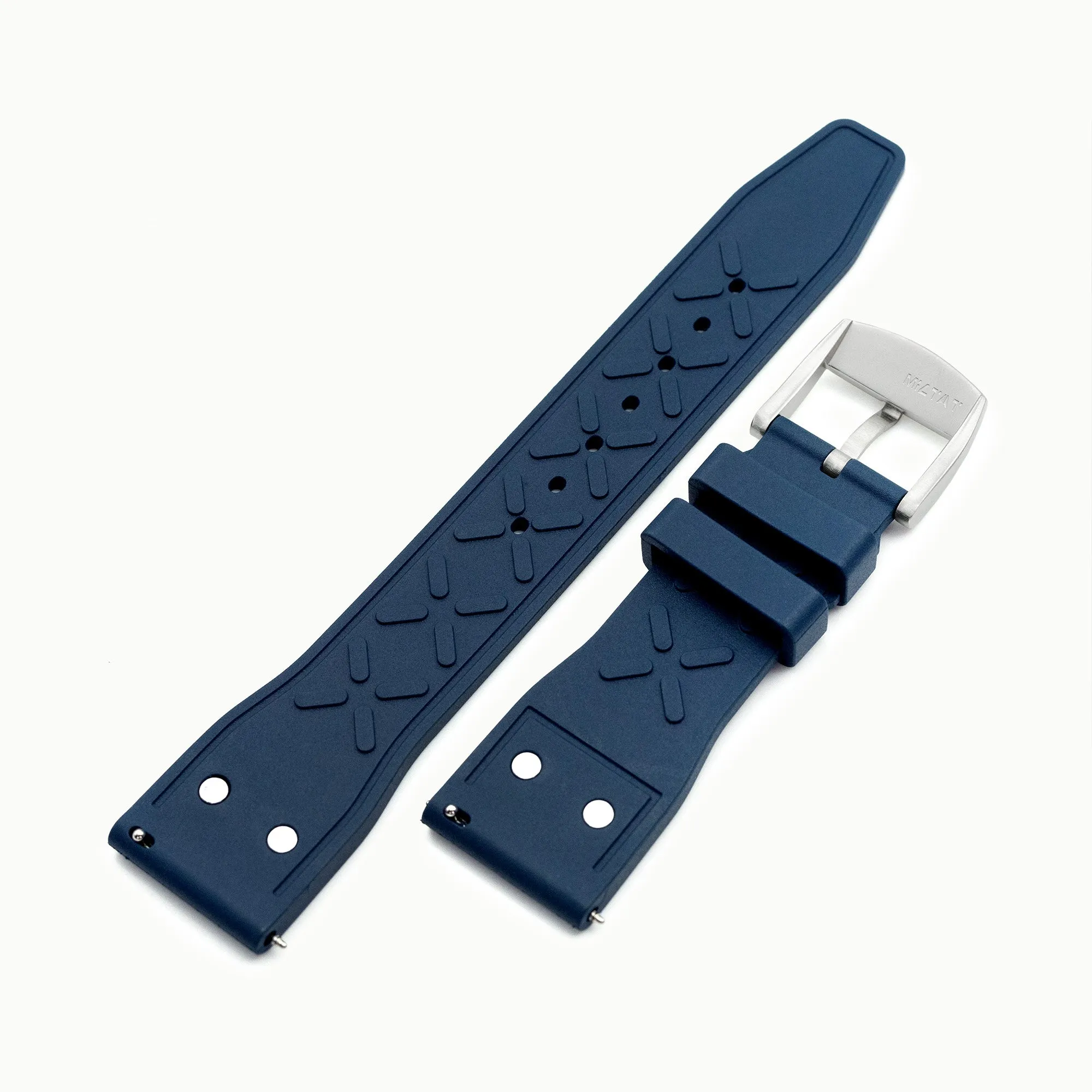 Quick Release Navy Blue Rivet Pilot FKM rubber watch strap