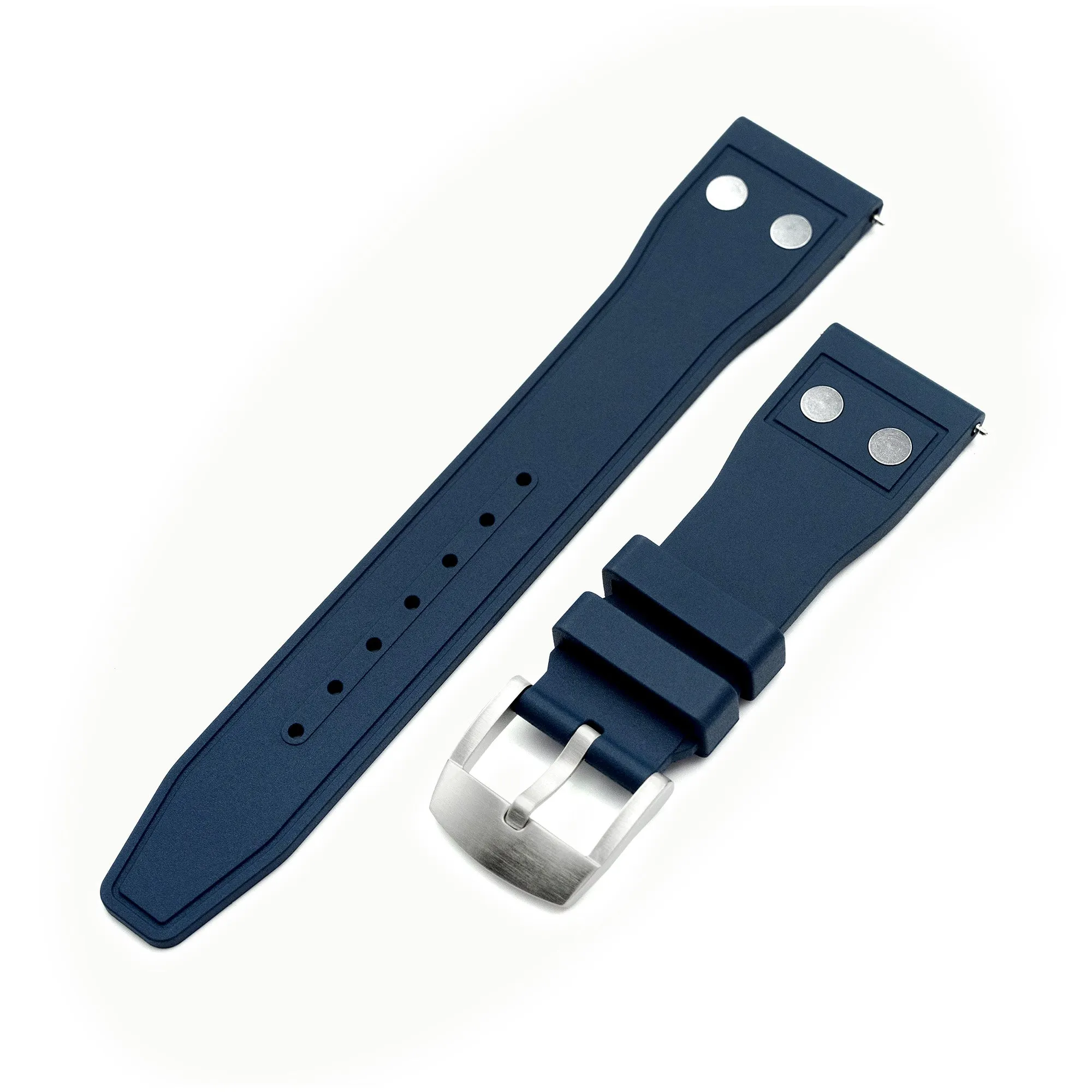 Quick Release Navy Blue Rivet Pilot FKM rubber watch strap