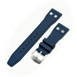 Quick Release Navy Blue Rivet Pilot FKM rubber watch strap