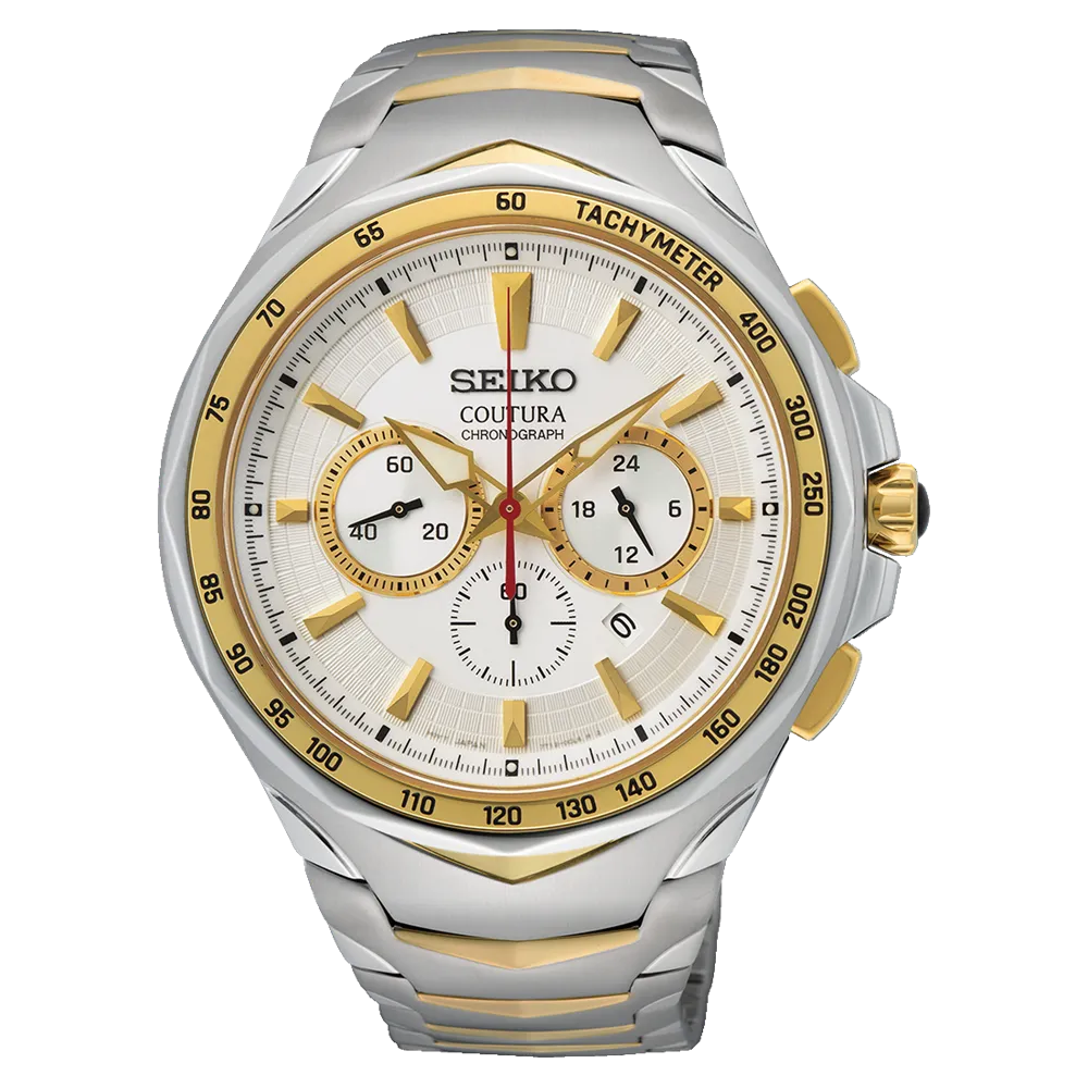 Seiko Coutura Chronograph 45.5mm Men's Watch Stainless Steel White Dial (SRWZ24)