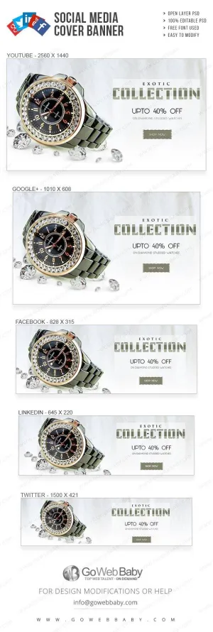 Social Media Cover Banner - Exotic Watch Collection For Website Marketing