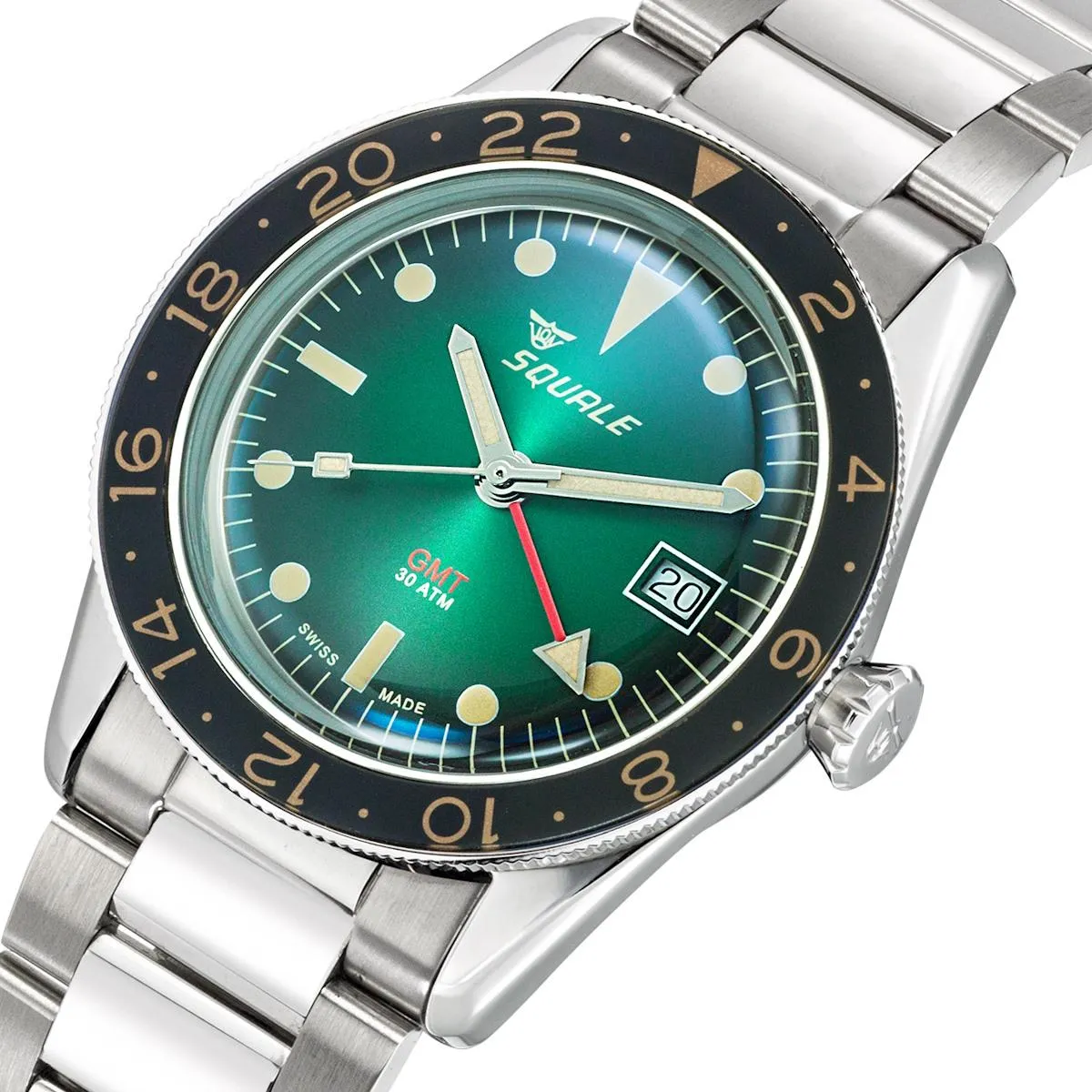 Squale SUB39GMTG Green on Stainless Steel Bracelet