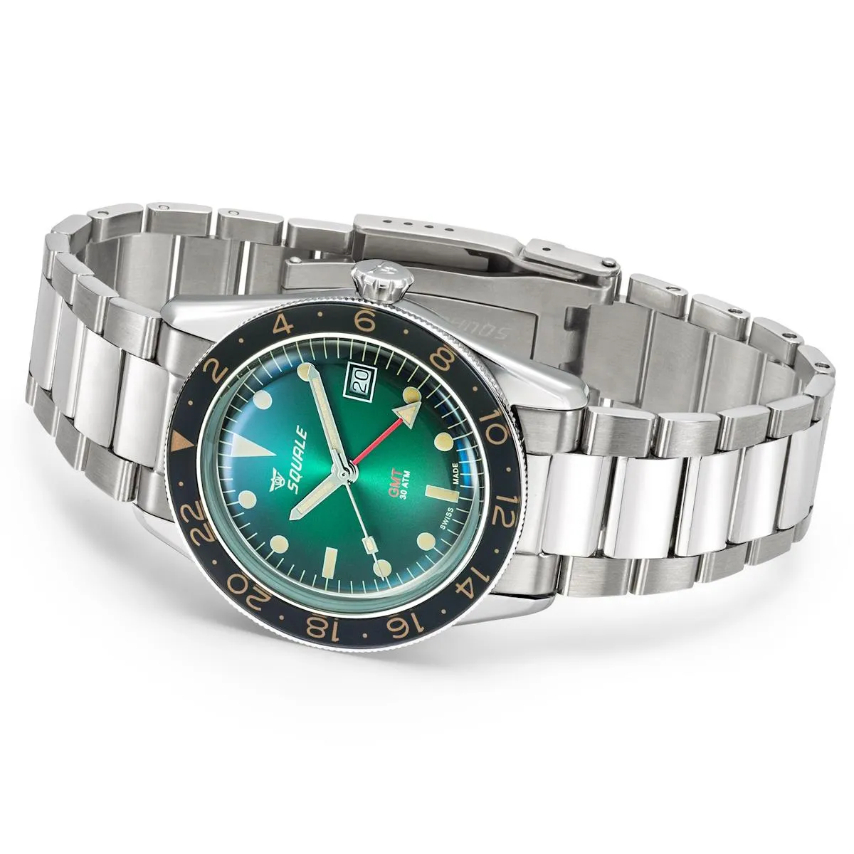 Squale SUB39GMTG Green on Stainless Steel Bracelet