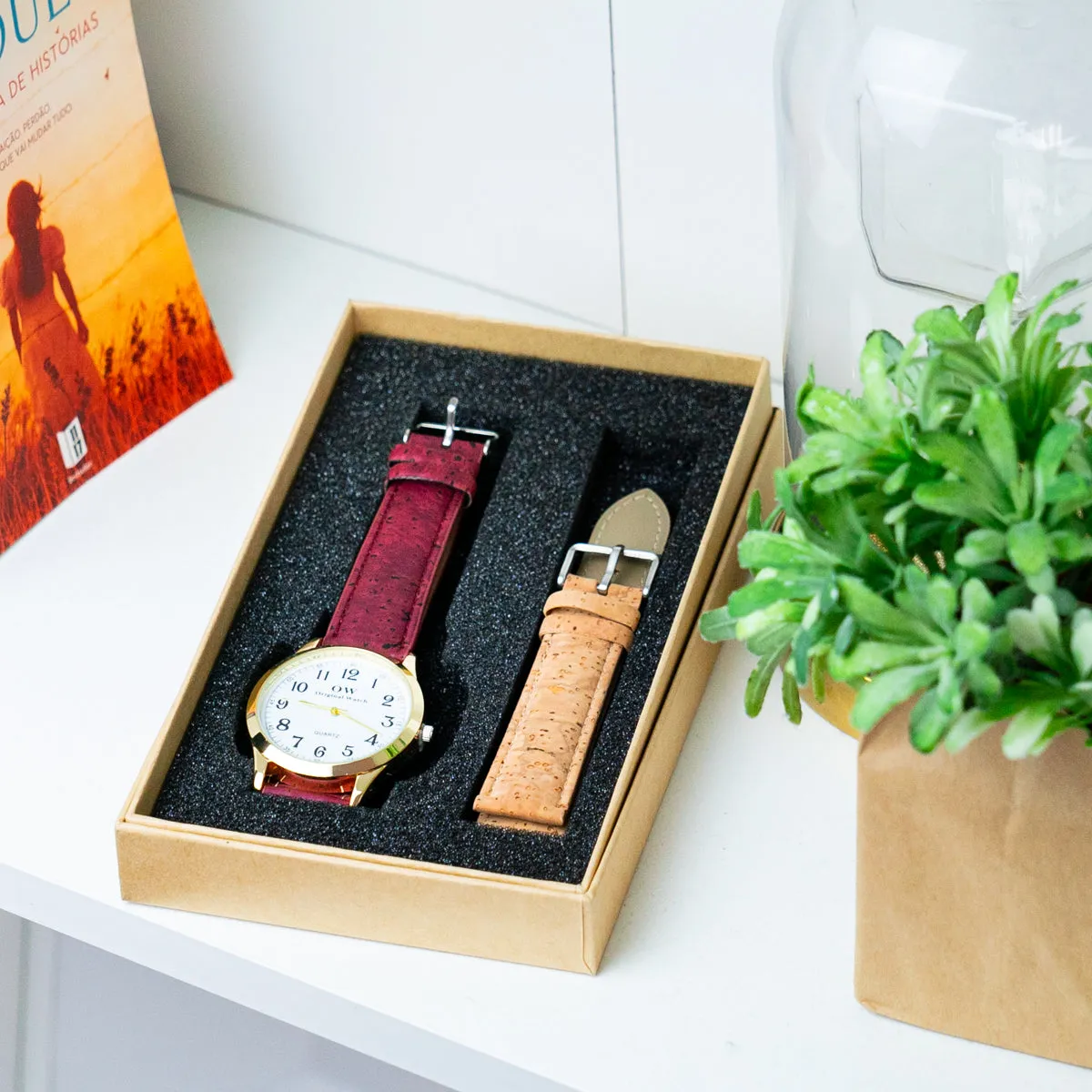 Stylish Casual Watch with Natural Cork Watch Strap WA-411-BOX