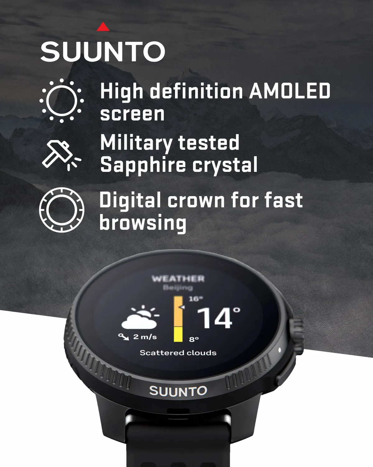 SUUNTO Race Sports 49 mm Smartwatch, GPS Tracker w/Clearer AMOLED Touchscreen, Dual-Band GNSS & Global Offline Map, 26-Day Standby with Wearable4U Power Bank SQ Bundle