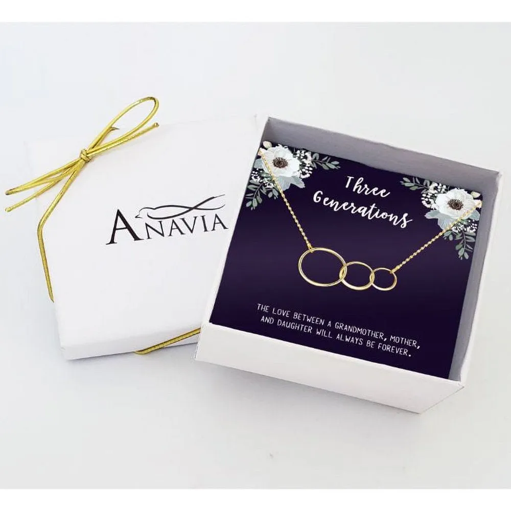 Three Generation Gift for Grandma, Mother, Daughter, Gift for Mom, Gift for Her, Gift for Mother's Day with Gift Box and Ship Next Day! [Gold Triple Infinity Cube , No-Personalized Card]