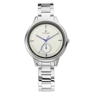 Titan Workwear Women's Watch Analog Silver Dial With Silver Stainless Steel Band, 2617SM02