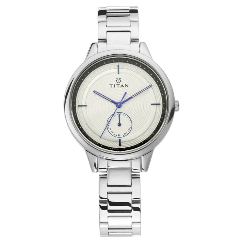 Titan Workwear Women's Watch Analog Silver Dial With Silver Stainless Steel Band, 2617SM02