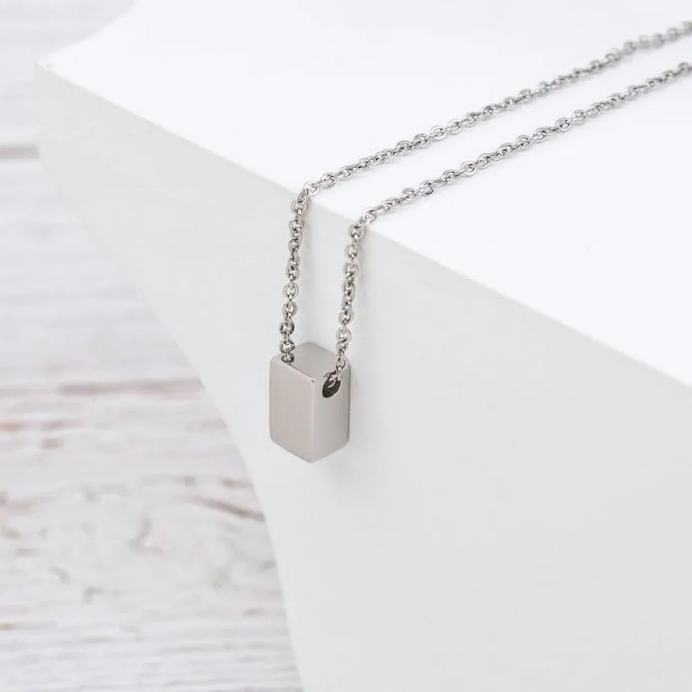 To My Bonus Mom Mother's Day Necklace, Bonus Mom Cube Necklace, Mother's Day Gift for Step Mom, Necklace and Card Gift for Step Mom [Silver, No-Personalized Card]