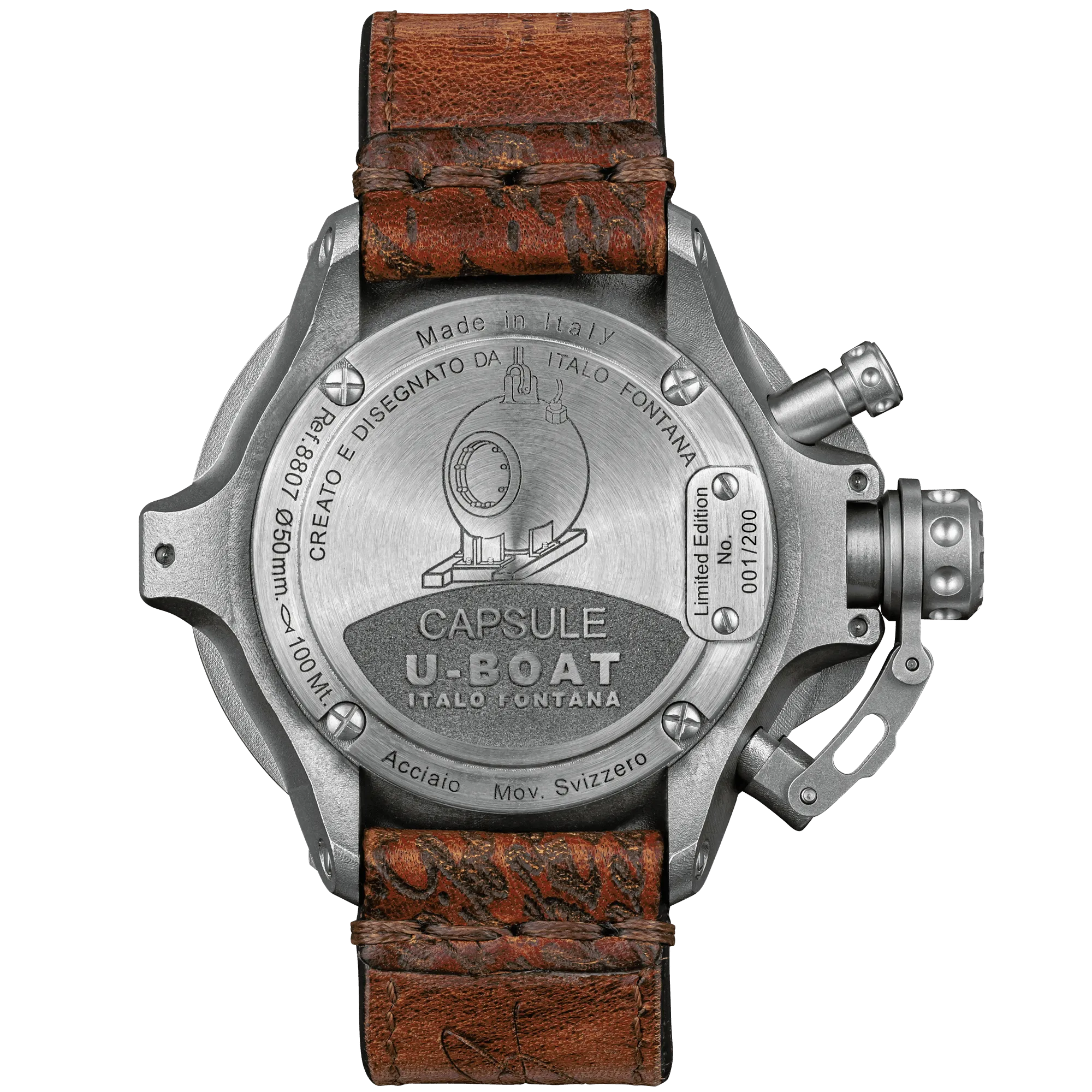 U-Boat Men's Watch Capsule 50mm Limited Edition Black Brown 8807