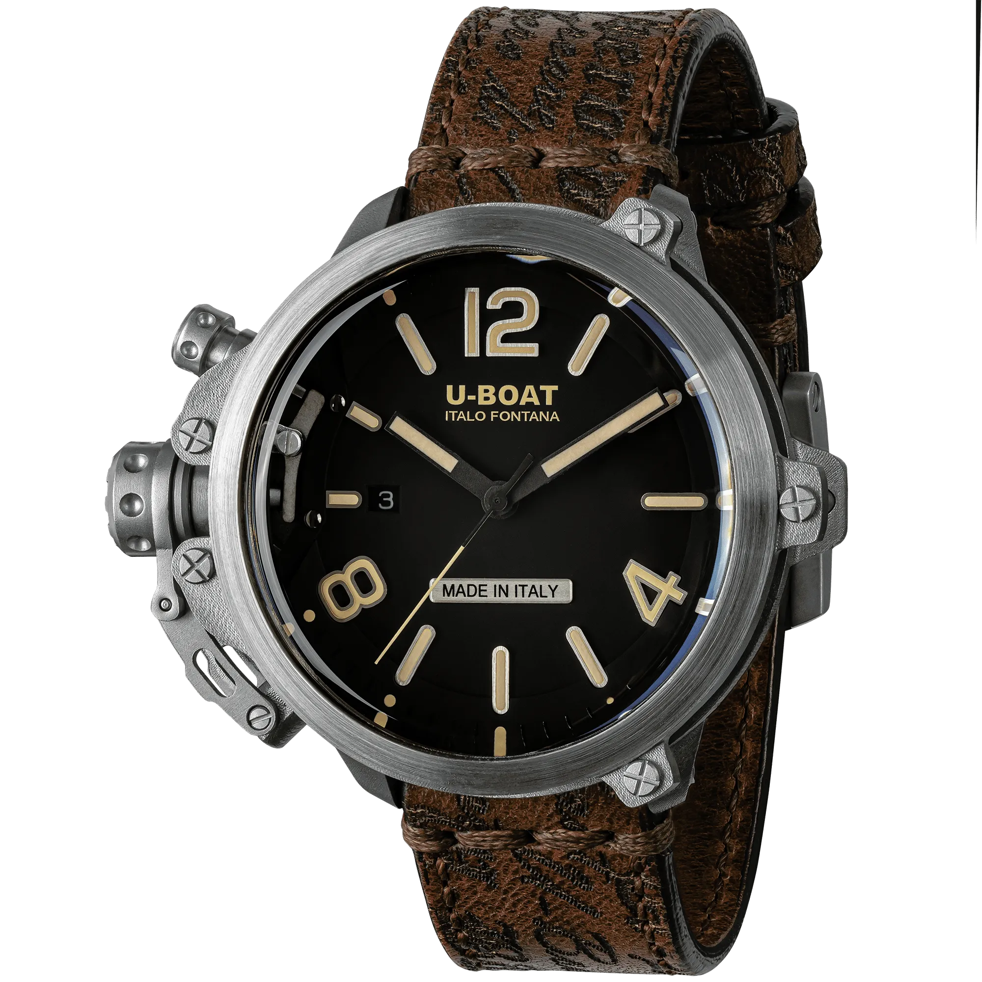 U-Boat Men's Watch Capsule 50mm Limited Edition Black Brown 8807