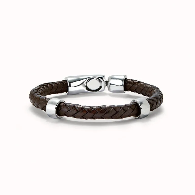 UNOde50 Braided Leather Bracelet Dark Brown