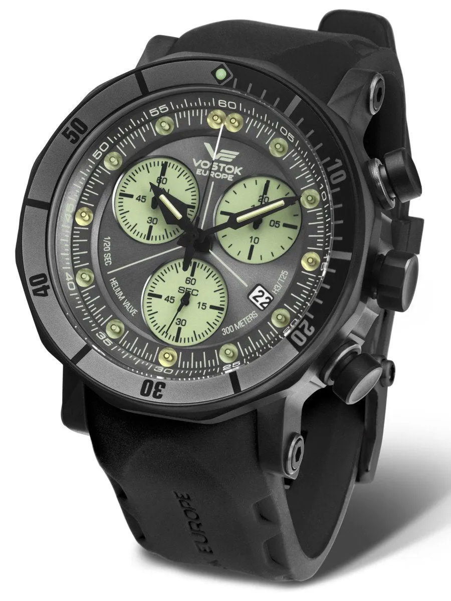 Vostok-Europe LUNOKHOD 2 GRAND CHRONO Mens Black Green Watch 6S30/6204212