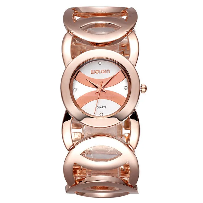 WEIQIN Brand Magic Luxury Rose Gold watch Full stainless steel woman Fashion OL Lady Commercial Watches