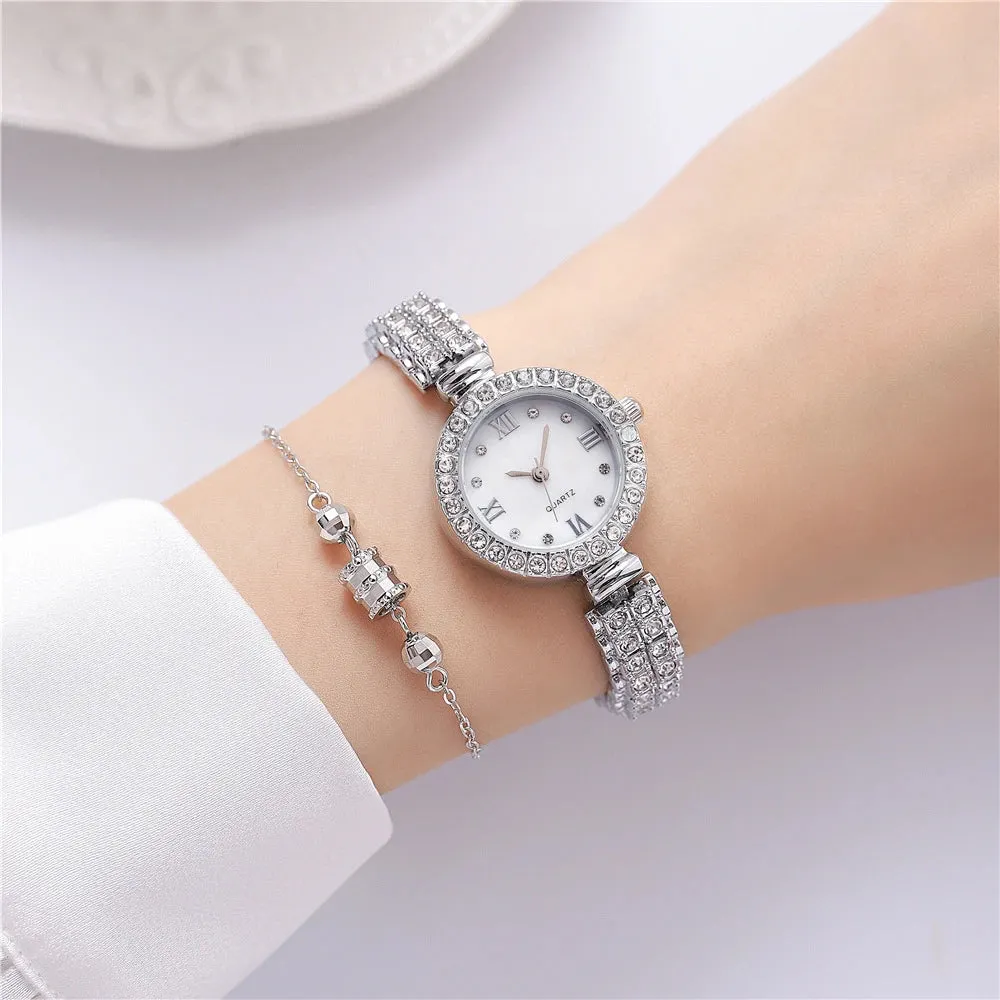 Women Quartz Watches Luxury With Diamonds Rome Shellface Design Watch