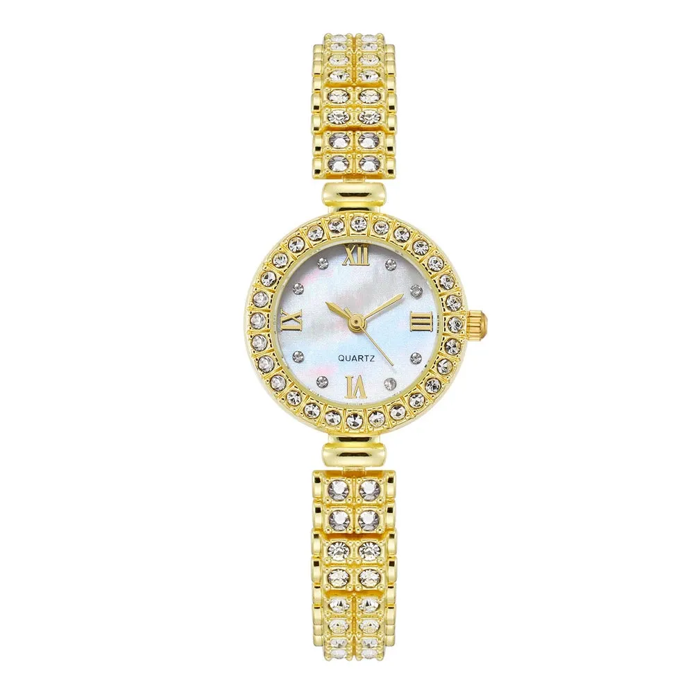 Women Quartz Watches Luxury With Diamonds Rome Shellface Design Watch