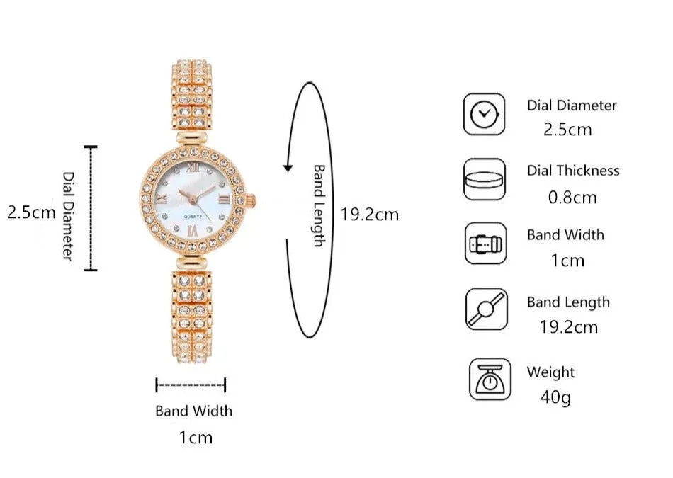 Women Quartz Watches Luxury With Diamonds Rome Shellface Design Watch