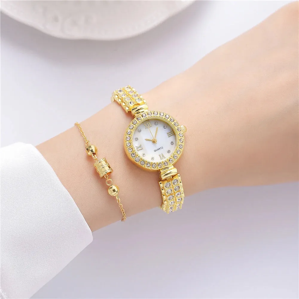 Women Quartz Watches Luxury With Diamonds Rome Shellface Design Watch