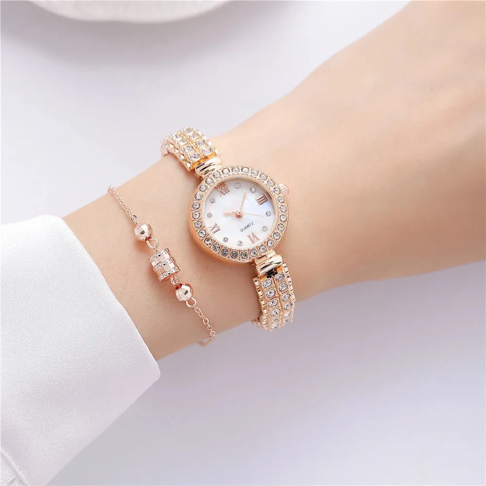 Women Quartz Watches Luxury With Diamonds Rome Shellface Design Watch