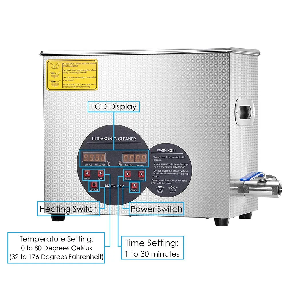 Yescom 6L Stainless Steel Digital Ultrasonic Cleaner Machine