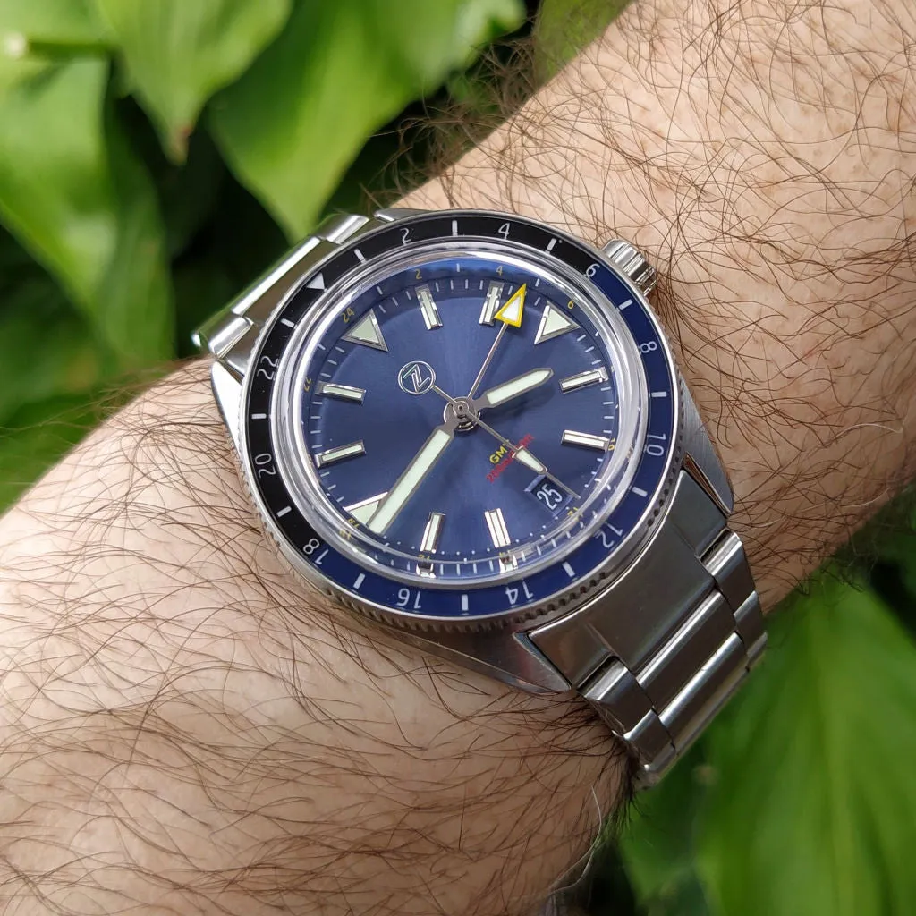 Zelos Horizons GMT v2 - SS Midnight&nbsp;Blue (Swiss&nbsp;ETA&nbsp;2893)