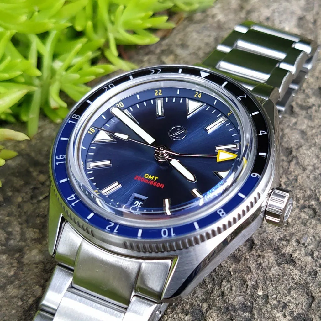 Zelos Horizons GMT v2 - SS Midnight&nbsp;Blue (Swiss&nbsp;ETA&nbsp;2893)